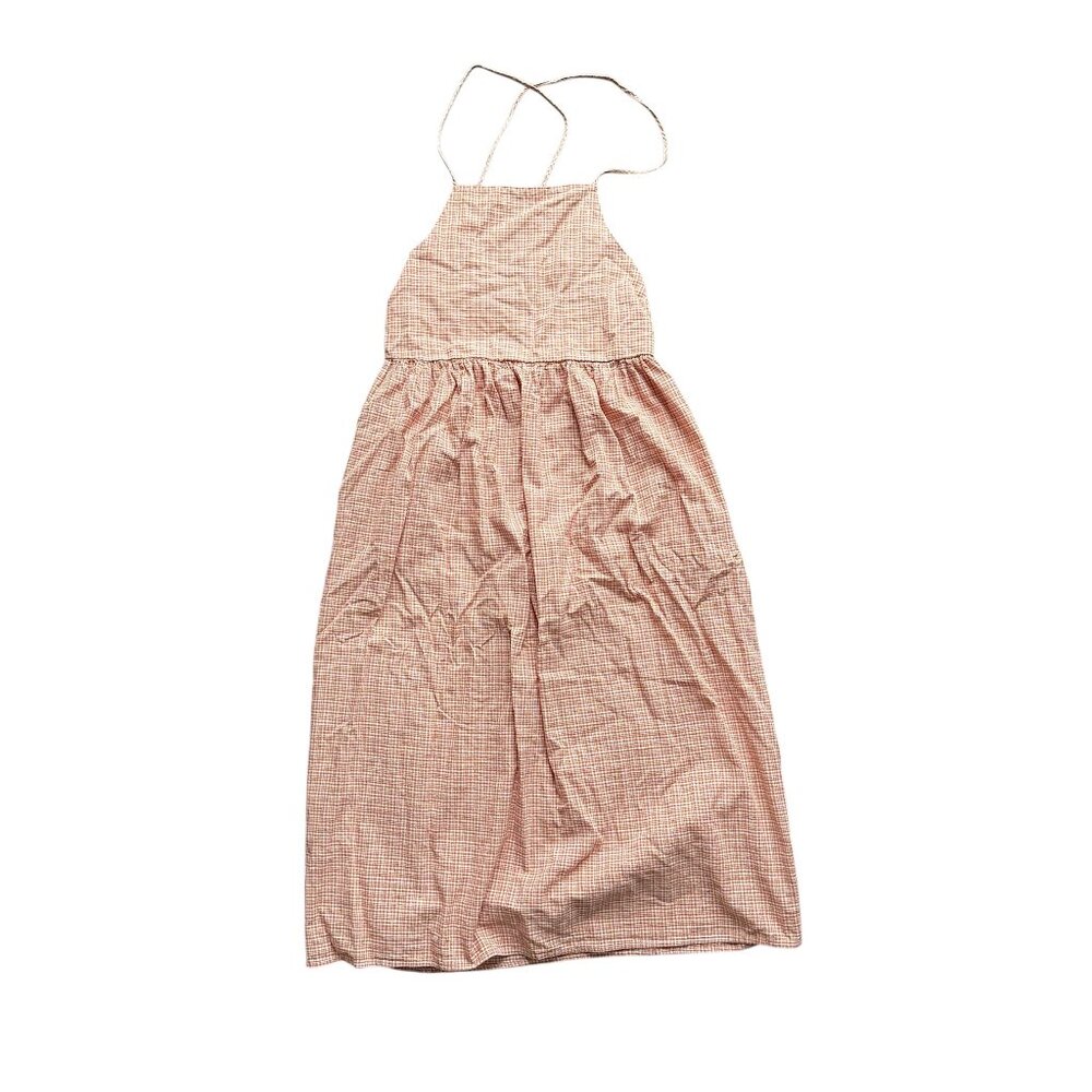 Levi's Amilijia Dress Orange and White Gingham Made of Linen + Cotton